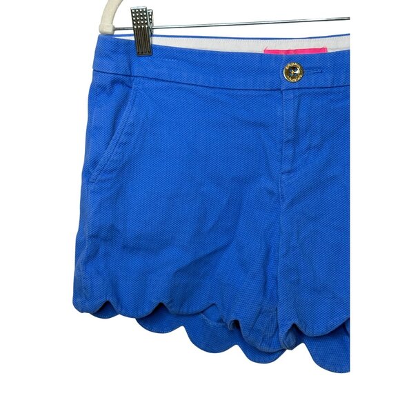Lilly Pulitzer Blue Scallop Hem Shorts Size 4 Cotton Stretch Preppy Summer - Picture 3 of 12